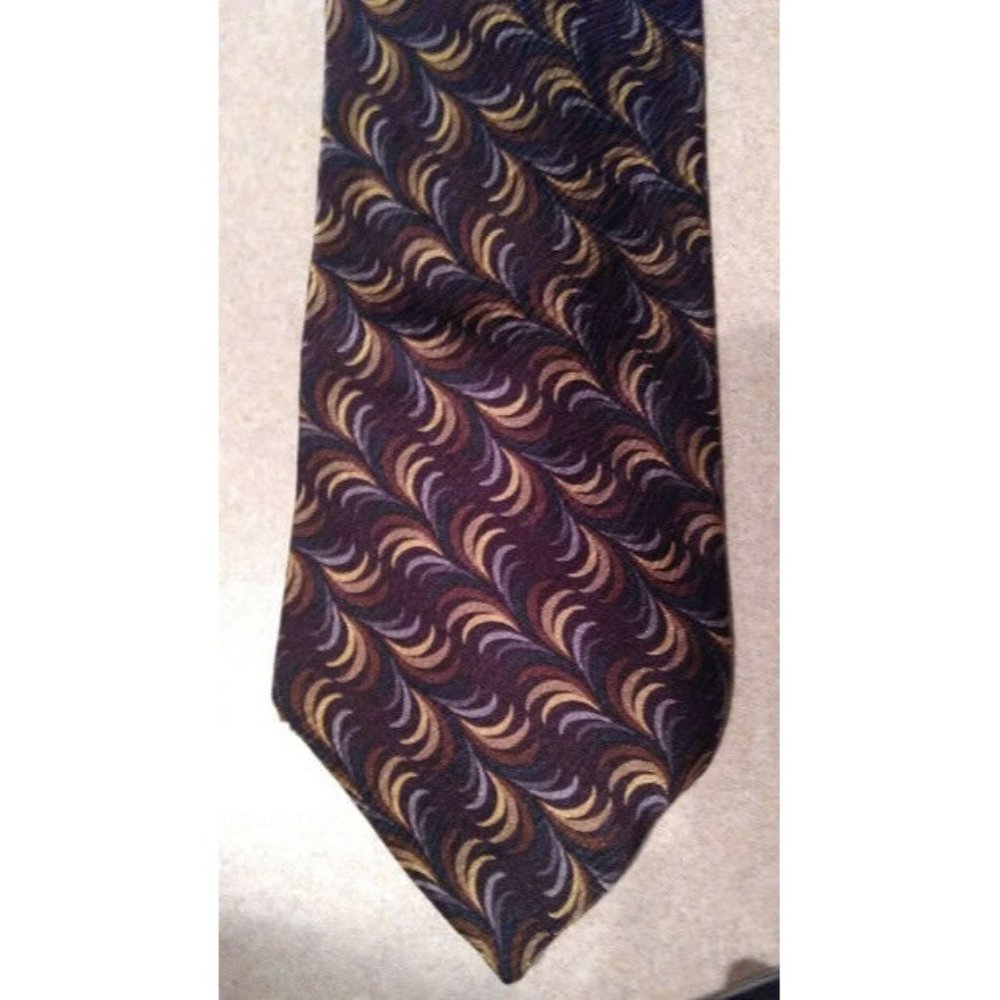 Jhane Barnes Geometric Burgundy Gold Purple Frequency Silk Tie New NWOT 56"x4"